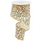 2.5" Metallic Leopard Print Burlap Ribbon: Off White (10 Yards)